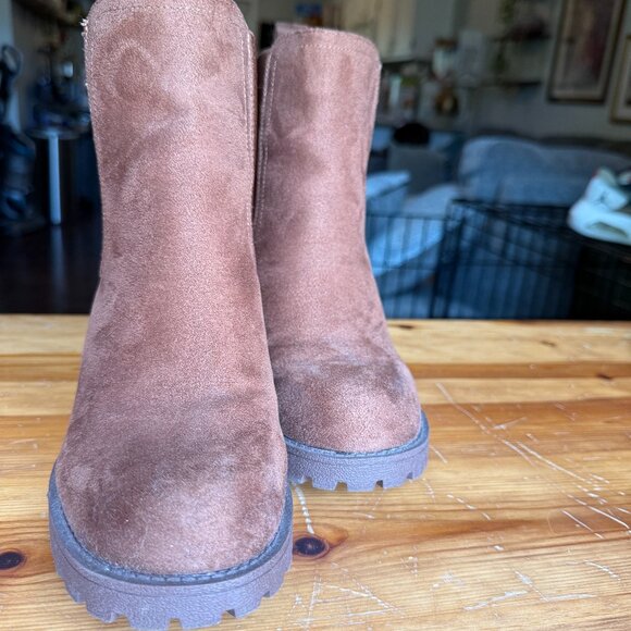 Brown Faux Suede Heeled Booties - Picture 4 of 8
